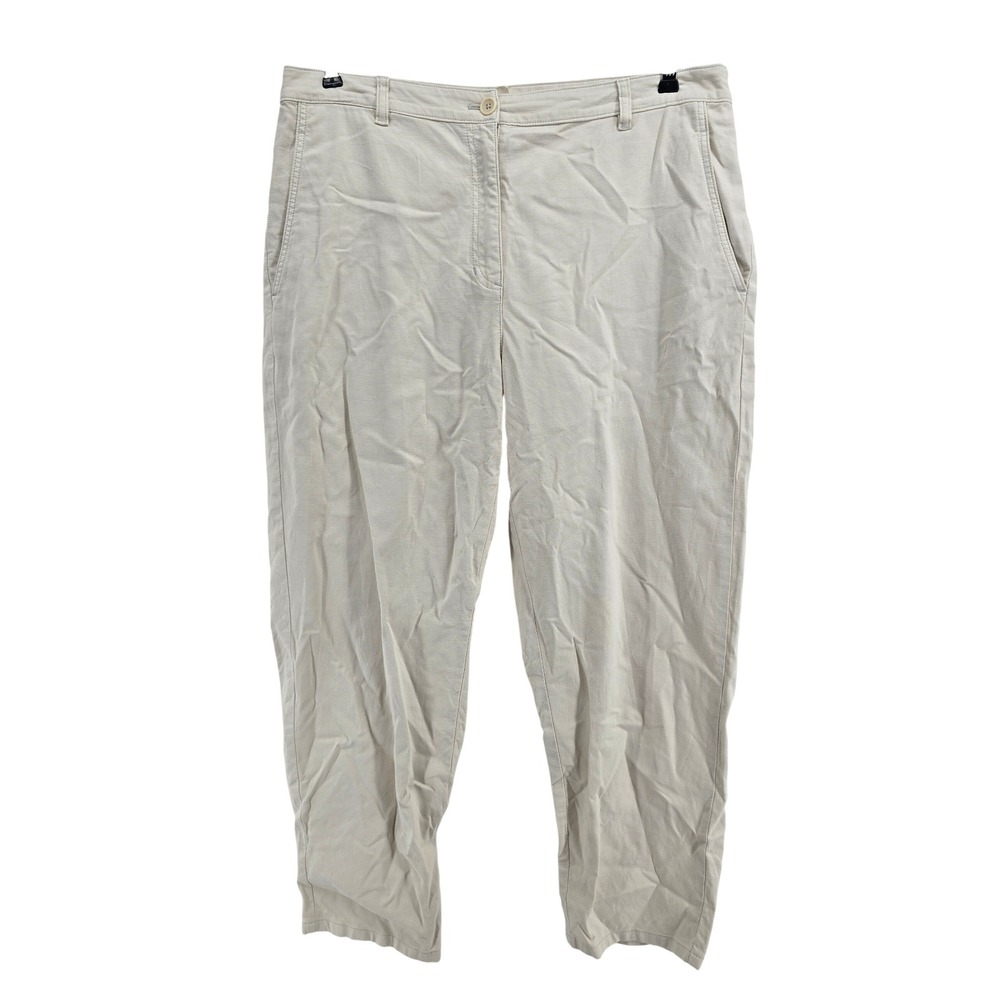 Eileen Fisher Pants Womens 14 Organic Cotton Hemp Tapered Ankle Bone EUC
